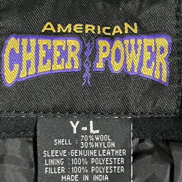 American Cheer Power Wool Leather National Champion Snap Jacket Size Youth Large - Picture 3 of 7